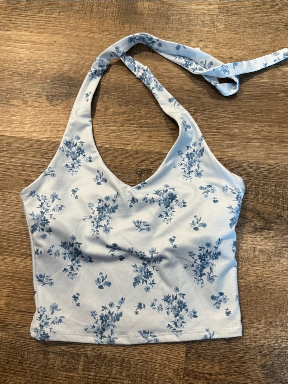 Hollister Blue Floral Halter Crop Top